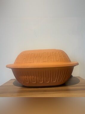 Terracotta Clay Baker with Lid - Orange Earthenware